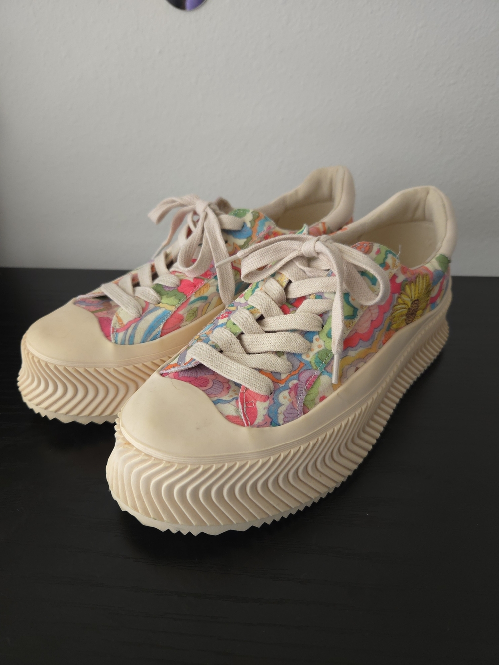 Circus by Sam Edelman Floral Platform Sneakers - Cream Multicolor